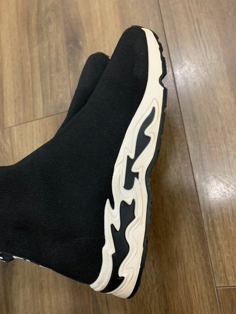 Sandro Sock Sneakers black knit with White Sculpted Sole flame - Picture 8 of 9